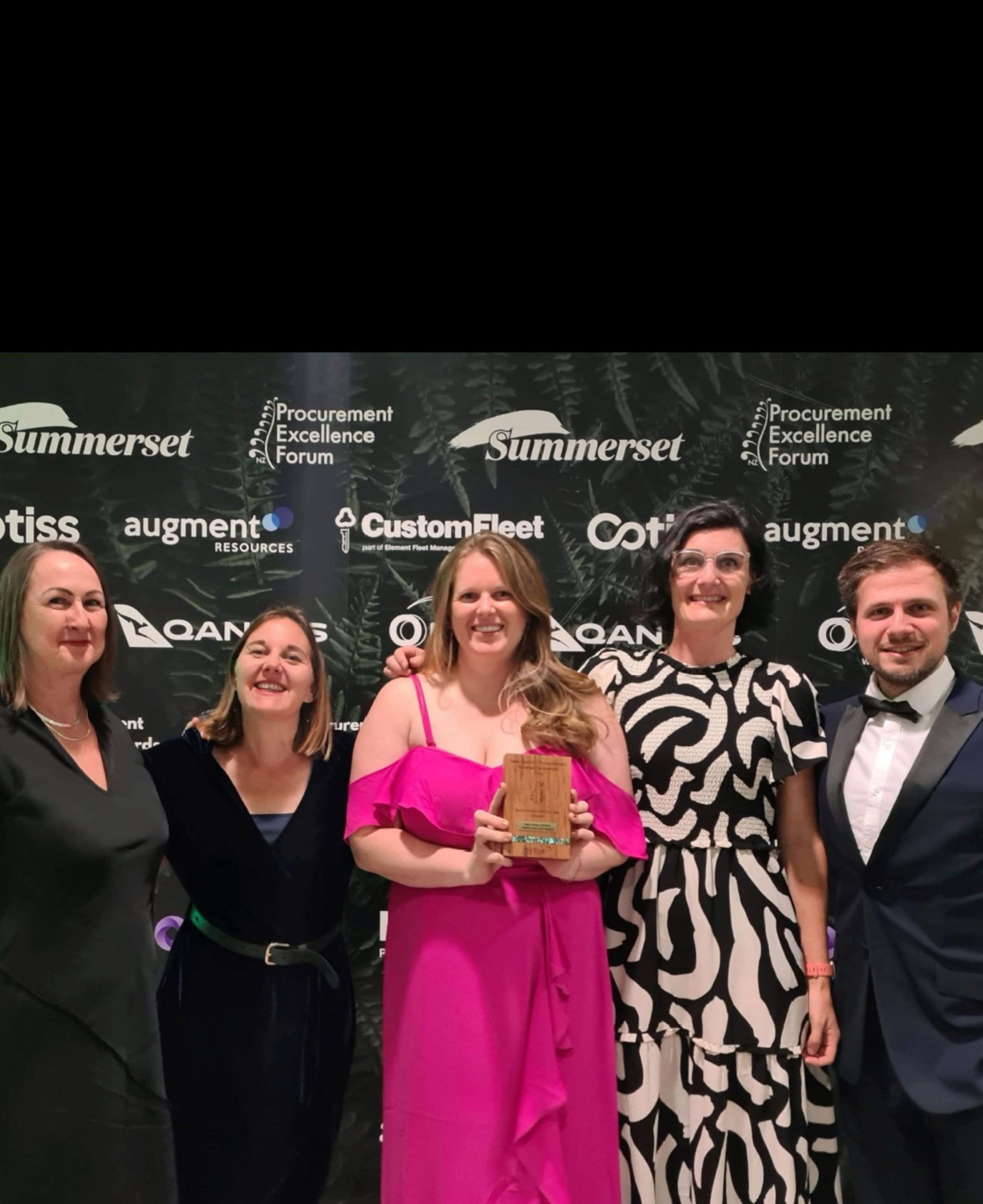 Members of the Height team celebrate winning the Social Impact of the Year Awards – (from l-r) Bid Writer Gail Lorigan, Social and Sustainable Outcomes Lead Claire McCarthy, Senior Project Manager Emma Foulkes, Senior Project Manager Esther Croft and Senior Project Manager Dany Rassam 