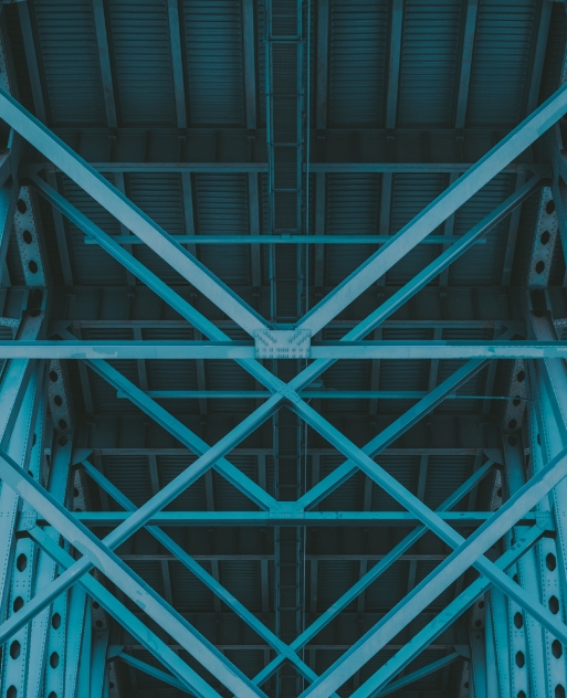 Underside of a blue bridge - HeightPM